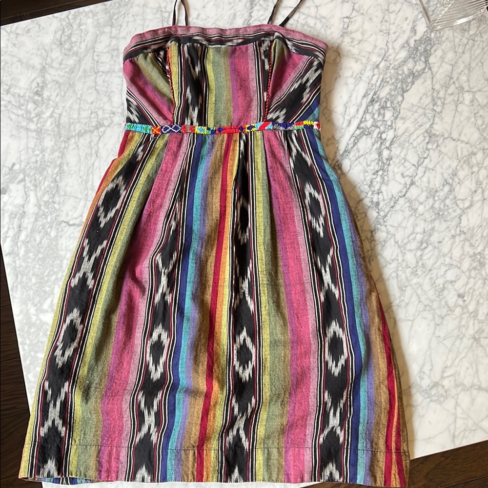 Anthropologie Cotton Multicolor Striped Dress